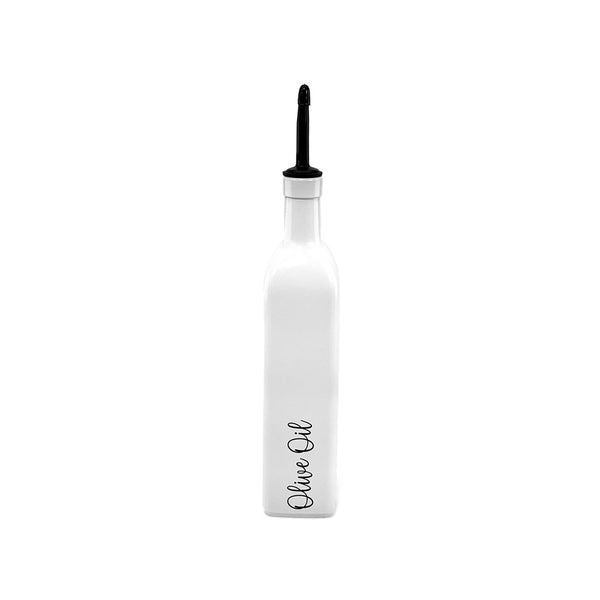 Oil & Vinegar Glass Bottle W/ Pourer- White