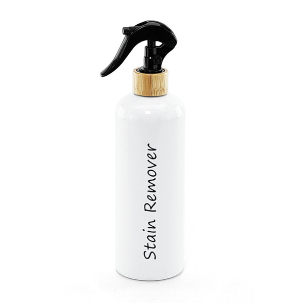 White Spray Bottle W/ Bamboo Neck - Black Sprayer