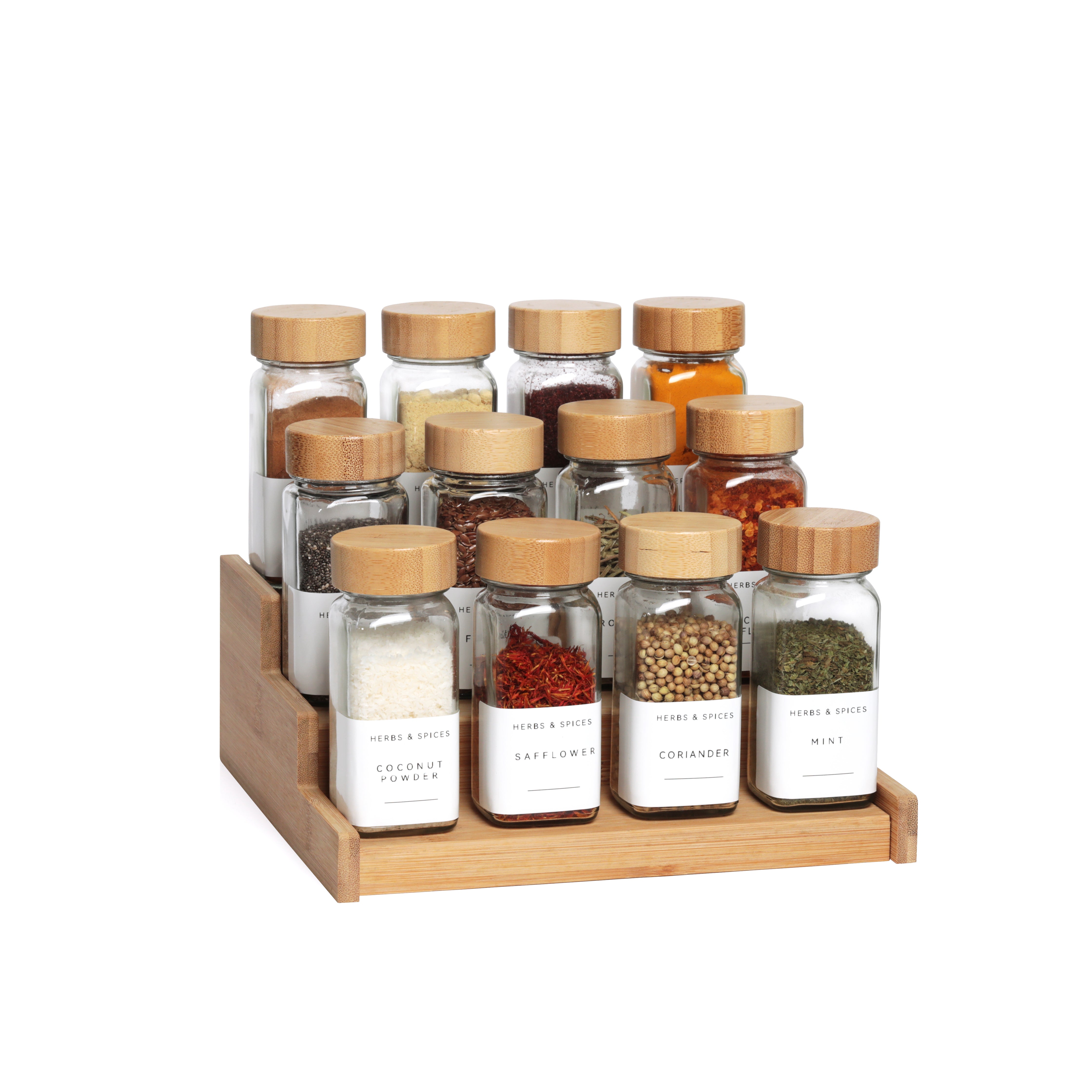 Bamboo Expandable 3-Tier Rack W/ 12 Spice Jar Shakers – NOVA Home ...