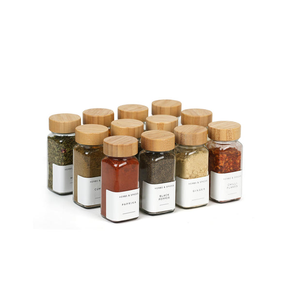 Spice Jar Shaker W/ Bamboo Lid - Small (Set of 12)