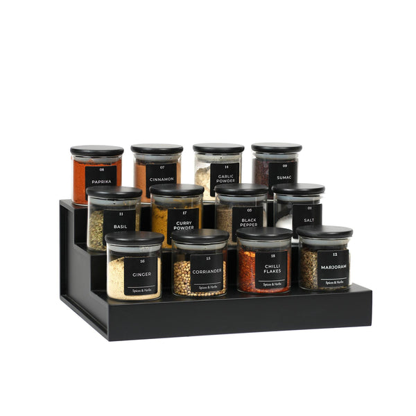 Black Riser W/ Black Bamboo Spice Jars