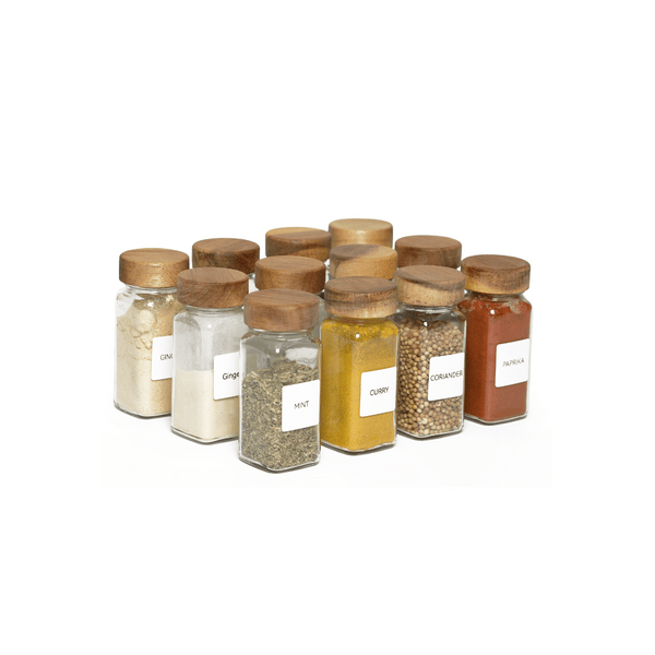 Spice Jar Shaker W/ Acacia Lid - Small (Set of 12)