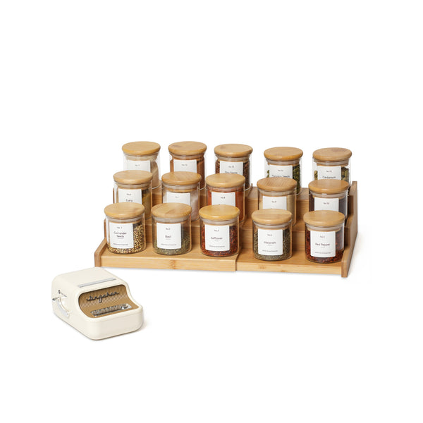 Spice Organization Set W/ Creamy White Label Maker